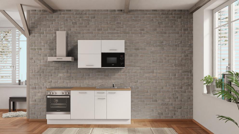nobilia single kitchen Aachen 210 cm alpine white matte oak Sierra __