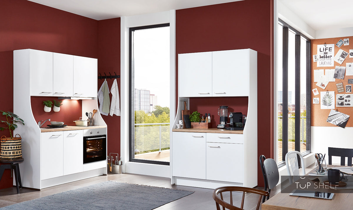 nobilia Singleküche Büroküche komplett mit E-Geräten im Frontdekor Alpinweiß, 270 cm breit, konfigurierbar