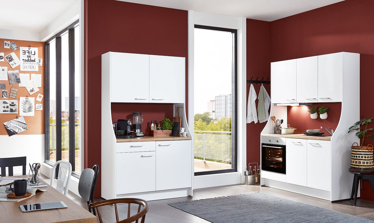 nobilia Singleküche Büroküche komplett mit E-Geräten im Weiß