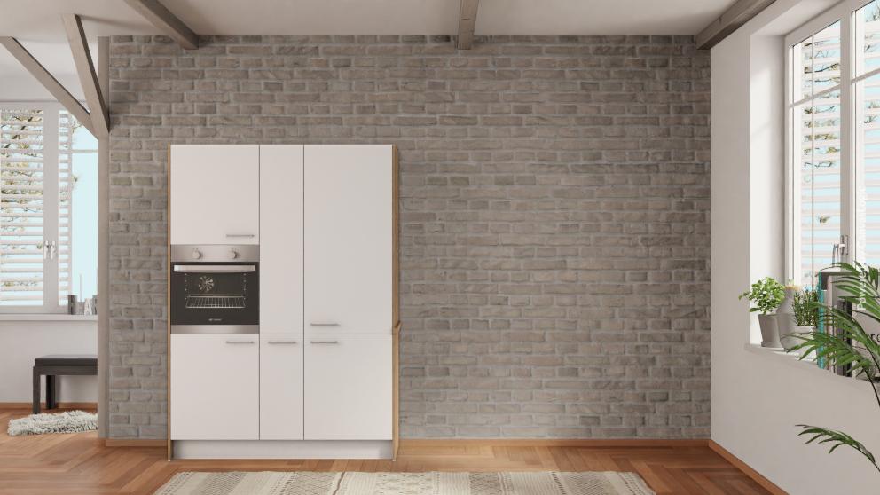 nobilia Speisekammer Offenburg 150 cm Alpinweiß matt Eiche Provence mit Backofen