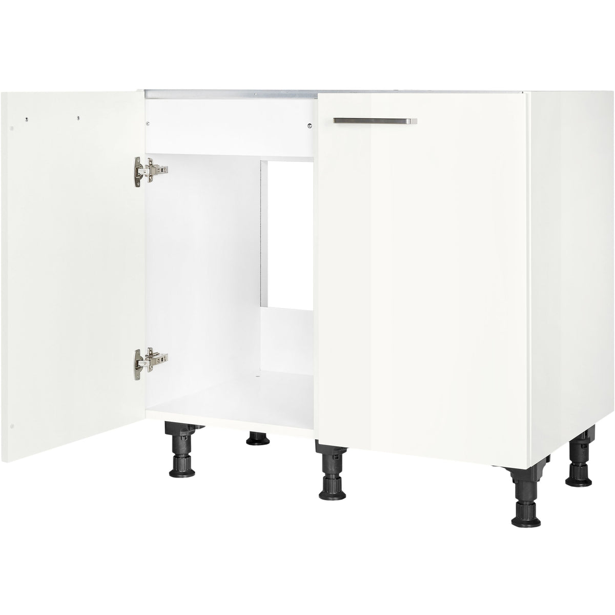 nobilia Spülenschrank SPUD90 90 cm Alpin Weiss Hoch Glanz 503 Flash 648