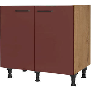 nobilia Spülenschrank SPUD90 90 cm Dunkel Rot Rostrot Ultra Matt 963 Easytouch 945