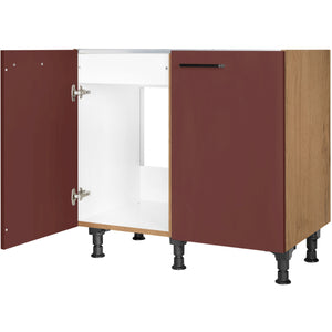 nobilia Spülenschrank SPUD90 90 cm Dunkel Rot Rostrot Ultra Matt 963 Easytouch 945