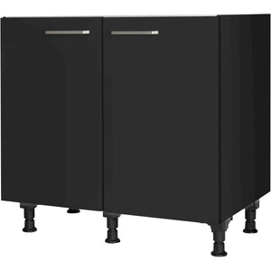 nobilia Spülenschrank SPUD90 90 cm Schwarz super matt 340 Touch 317