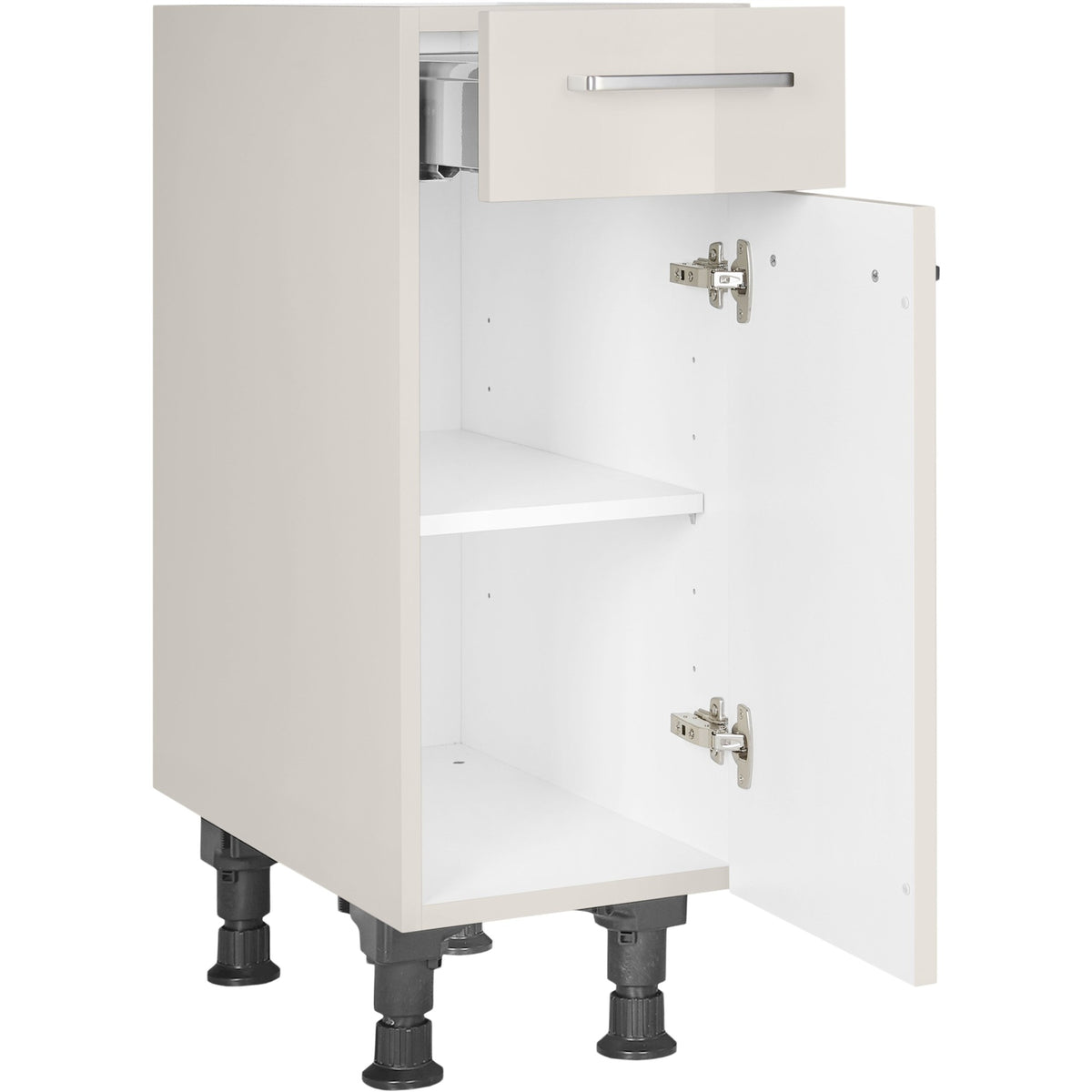 nobilia Unterschrank US30 30 cm Hell Grau Seiden grau Hoch Glanz 455 Flash 648