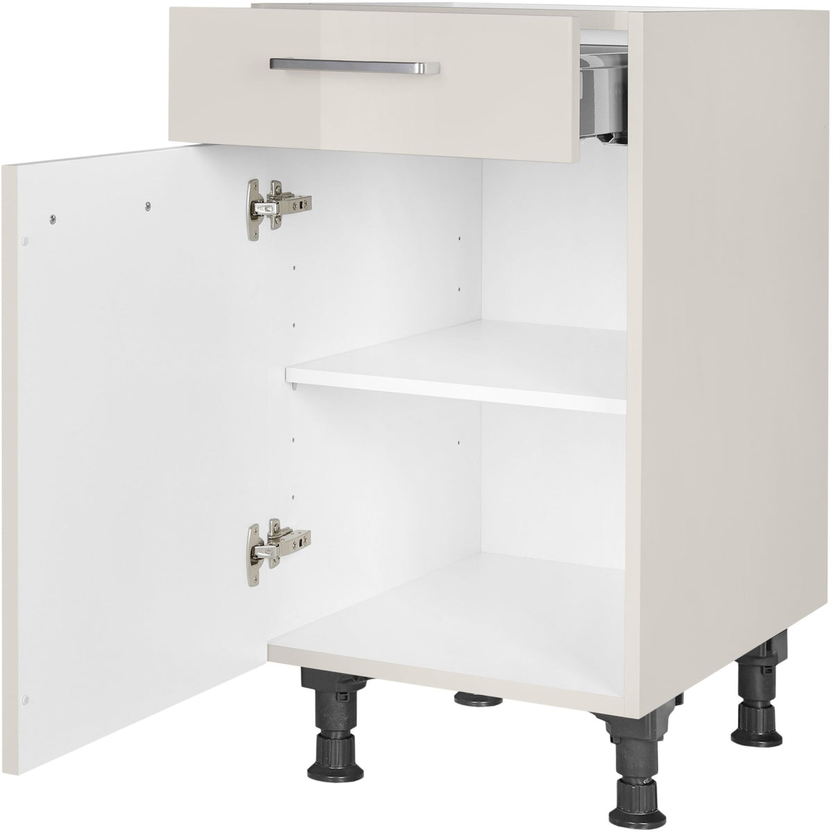 nobilia Unterschrank US45 45 cm Hell Grau Seiden grau Hoch Glanz 455 Flash 648