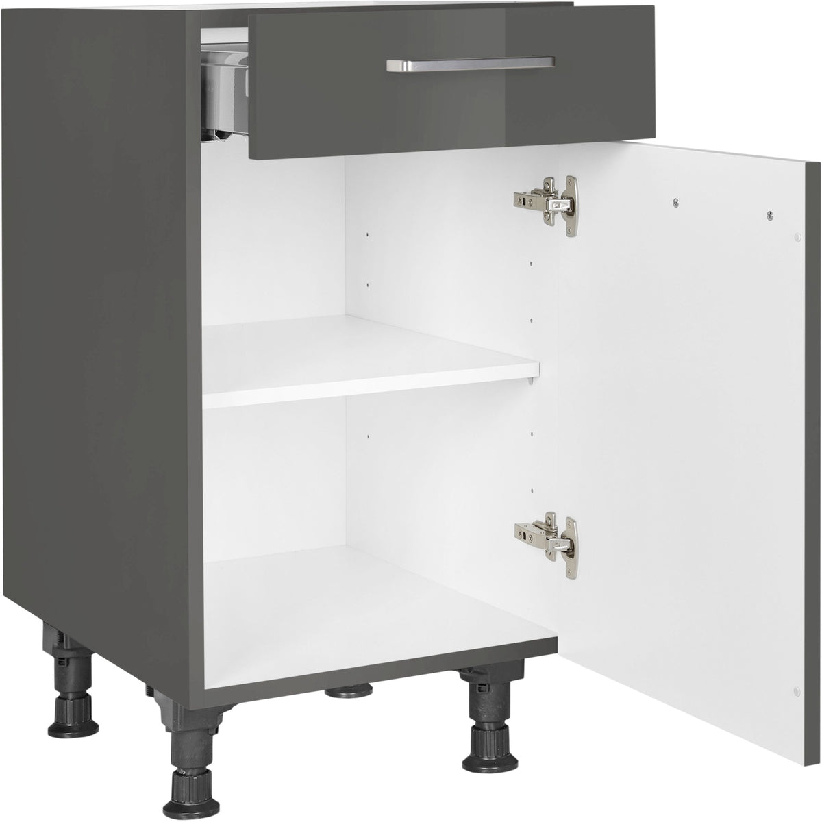 nobilia Unterschrank US45 45 cm Schiefergrau Dunkel Anthrazit Hoch glanz 453 Flash 648