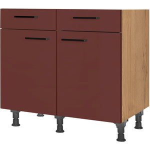 nobilia Unterschrank US90 90 cm Dunkel Rot Rostrot Ultra Matt 963 Easytouch 945