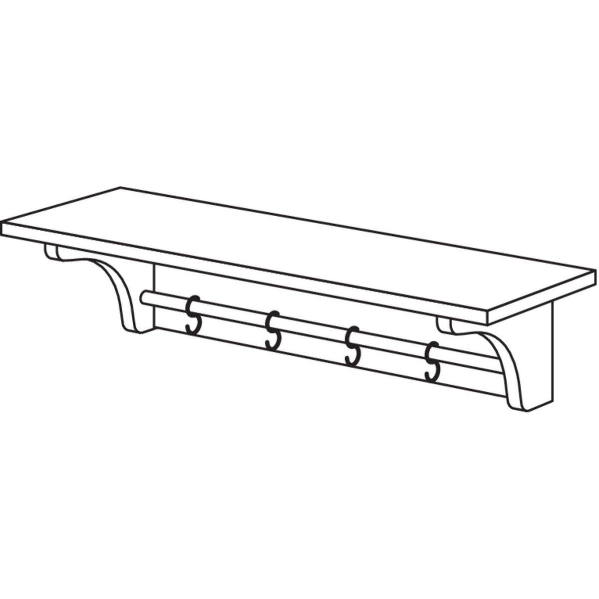 nobilia Wandboard im Landhausstil Echtholz,  45-90 cm mit Metallreling  5786-top-shelf.de