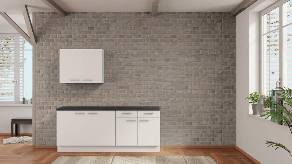 nobilia Waschküche Hilden 210 cm Alpinweiß matt Beton Schiefergrau Hauswirtschaftsraum