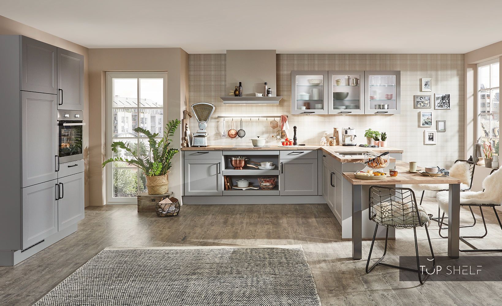 nobilia Winkelküche Eckküche Cascada 772 Lacklaminat Steingrau 360x250+120 cm konfigurierbar mit E-Geräten spiegelverkehrt