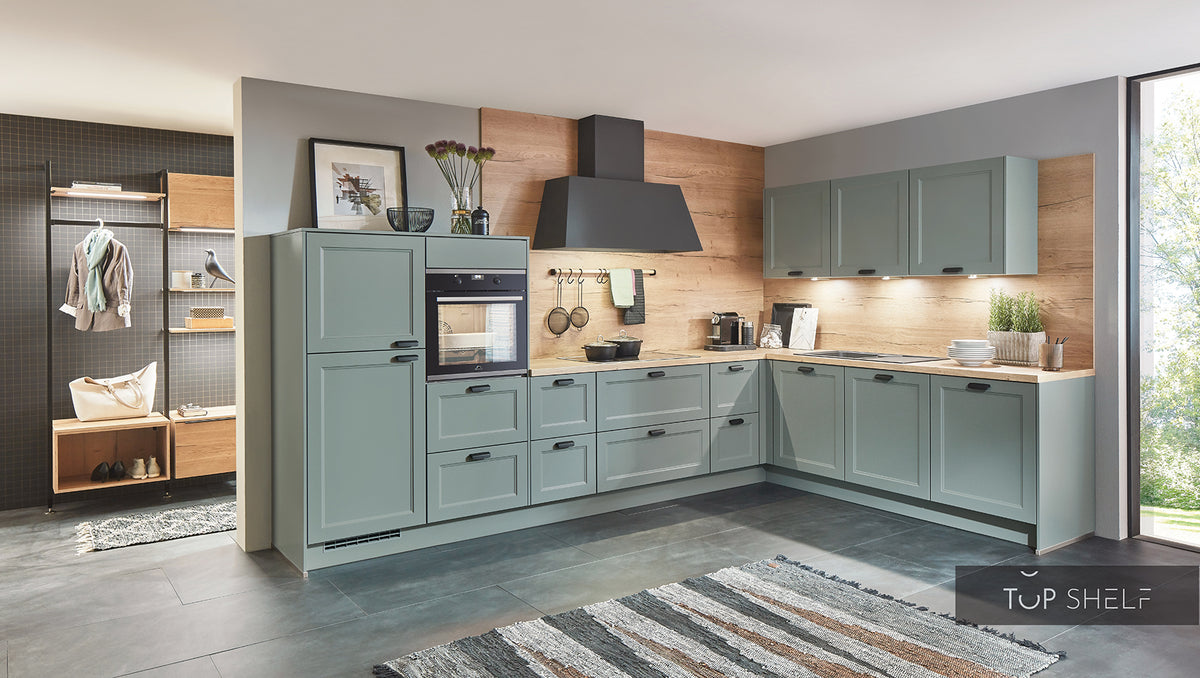 nobilia Winkelküche Eckküche Cascada 776 Lacklaminat Schilf 390x250 cm konfigurierbar mit E-Geräten 