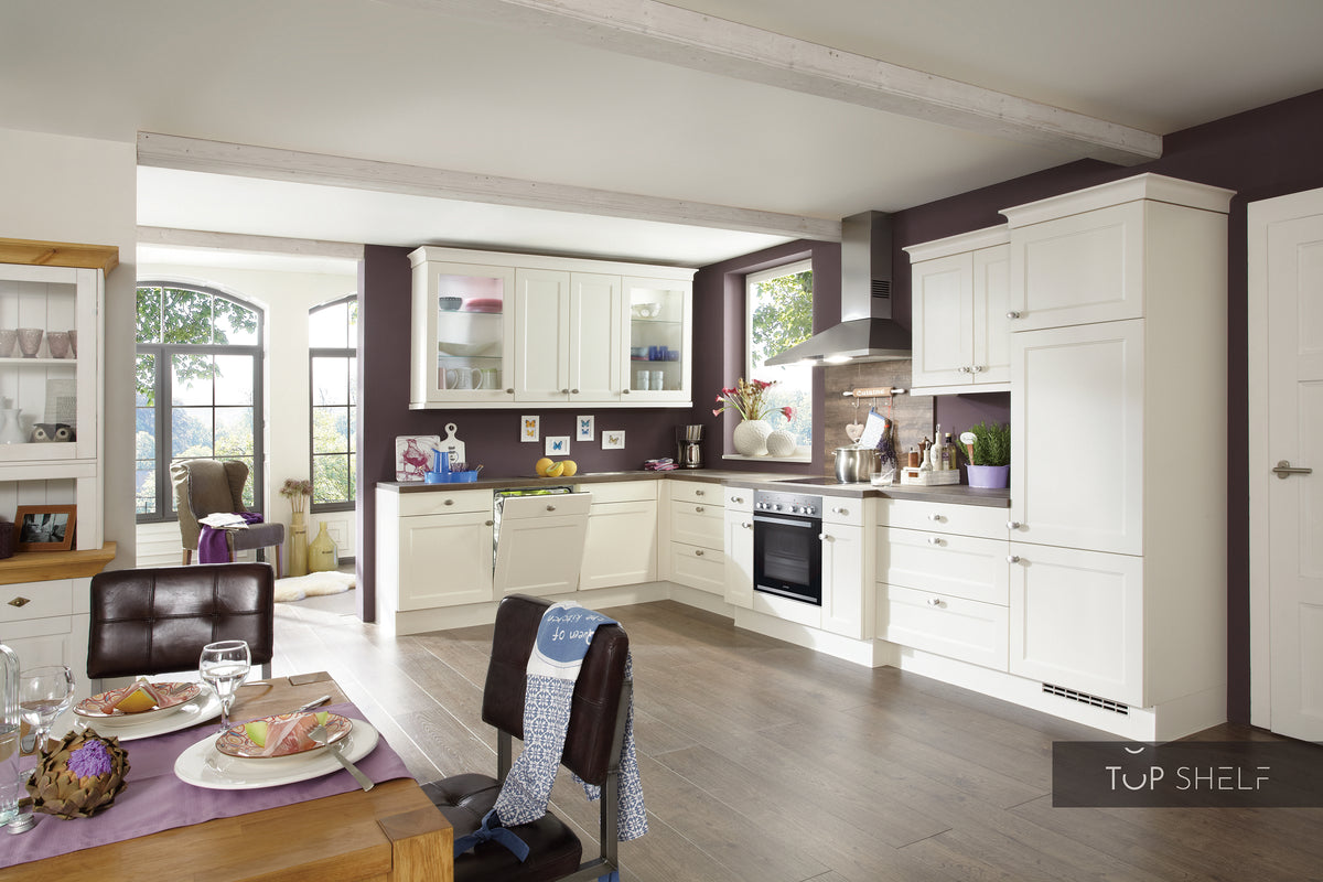 nobilia Winkelküche Eckküche Chalet 883 Lack Magnolia Matt 370x250 cm konfigurierbar mit E-Geräte