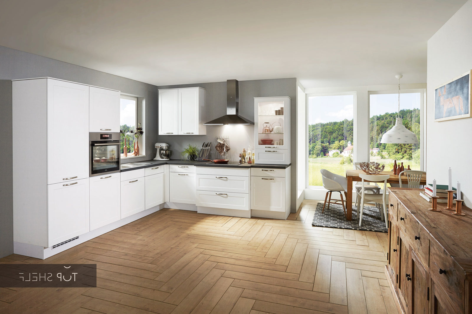 nobilia hoekkeuken Credo 764 Alpinweiß 300x310 cm configureerbaar -