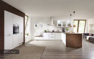 nobilia Winkelküche Eckküche Credo 764 Lacklaminat Alpinweiß 430x250+180 cm konfigurierbar mit E-Geräten spiegelverkehrt