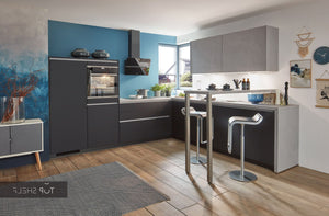 nobilia Winkelküche Eckküche Easytouch 961 Lacklaminat Grafitschwarz ultramatt 310x310 cm konfigurierbar mit E-Geräten spiegelverkehrt