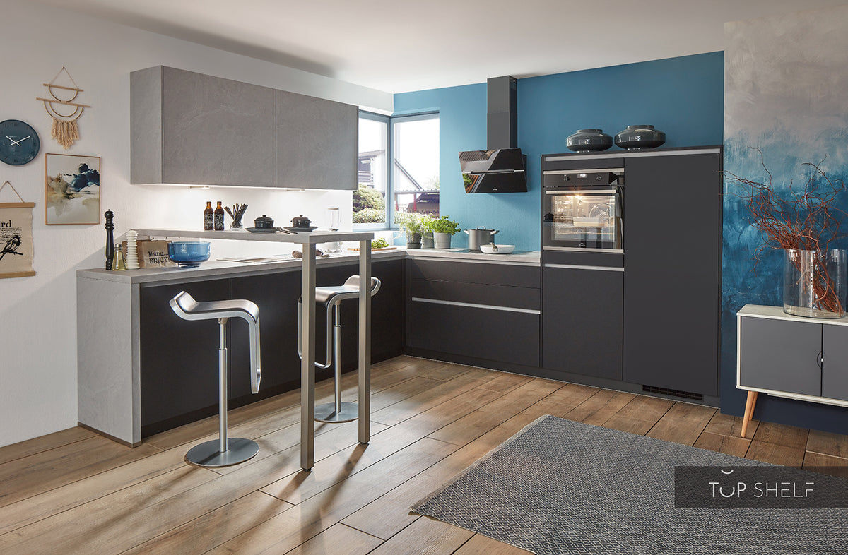 nobilia Winkelküche Eckküche Easytouch 961 Lacklaminat Grafitschwarz ultramatt 310x310 cm konfigurierbar mit E-Geräten