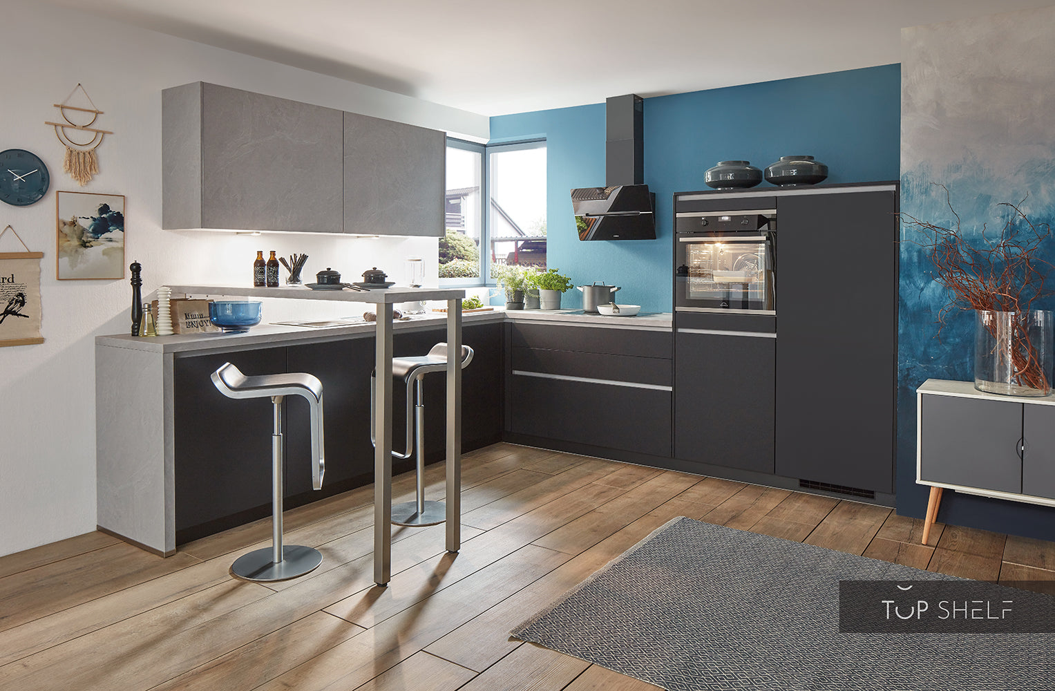 nobilia Winkelküche Eckküche Easytouch 961 Lacklaminat Grafitschwarz ultramatt 310x310 cm konfigurierbar mit E-Geräten spiegelverkehrt