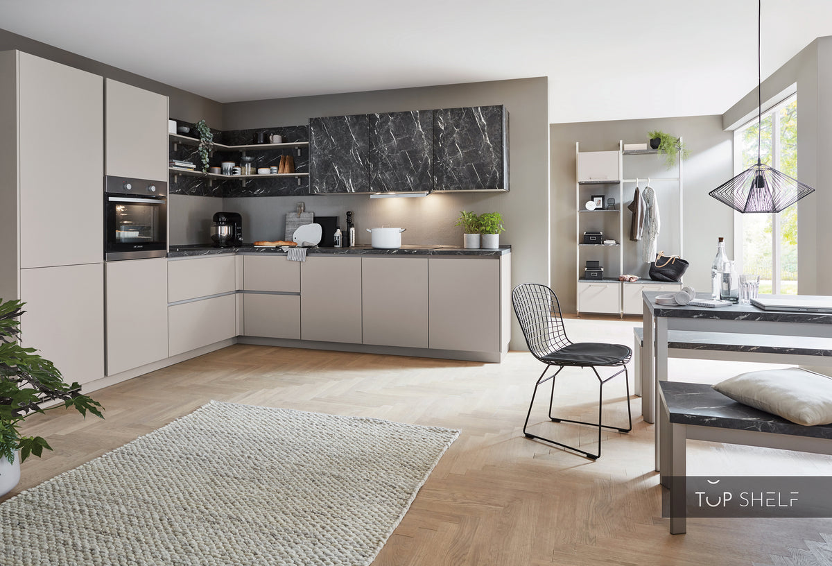 nobilia Winkelküche Eckküche Easytouch 969 Lacklaminat Sand ultramatt 350x275 cm konfigurierbar mit E-Geräten