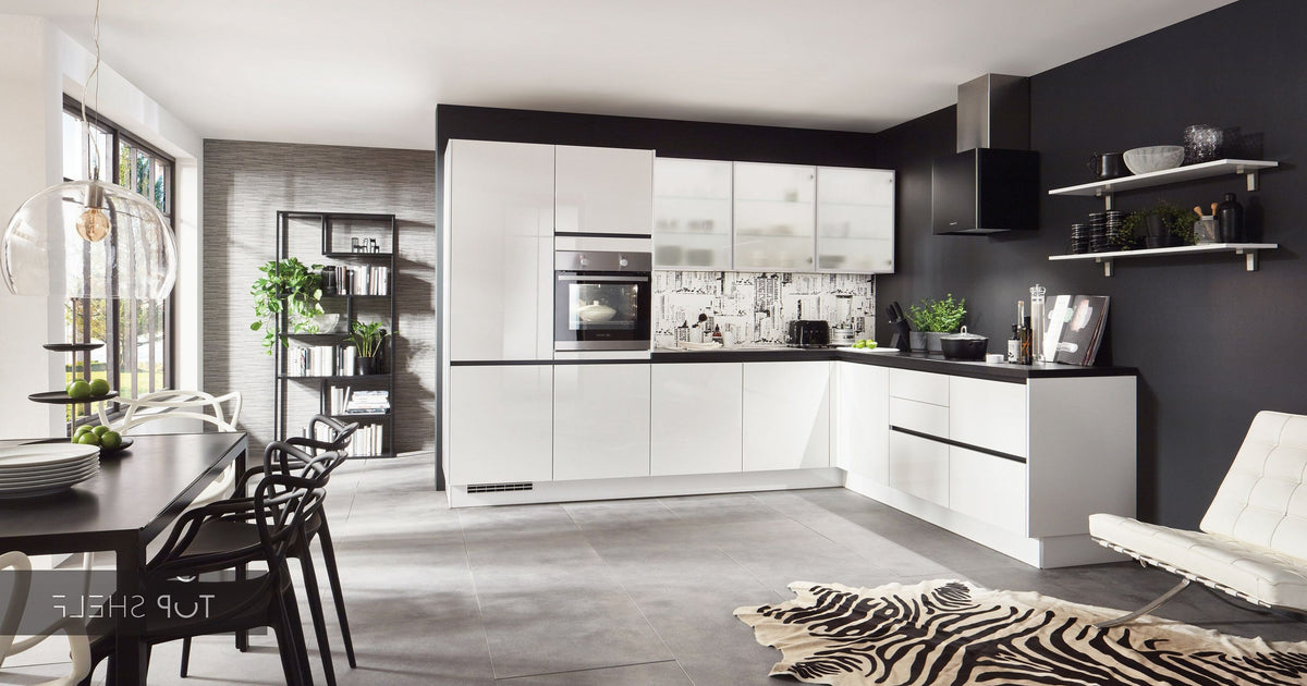 nobilia Winkelküche Eckküche Flash 503 Lacklaminat Alpinweiss Hochglanz 310 x 250 cm konfigurierbar mit  E-Geräten spiegelverkehrt