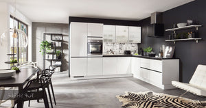 nobilia Winkelküche Eckküche Flash 503 Lacklaminat Alpinweiss Hochglanz 310 x 250 cm konfigurierbar mit  E-Geräten spiegelverkehrt