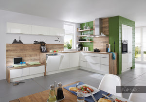 nobilia Winkelküche Eckküche Focus 460 Lack weiß ultra-hochglanz 370 x 290 + 120 cm konfigurierbar mit E-Geräten