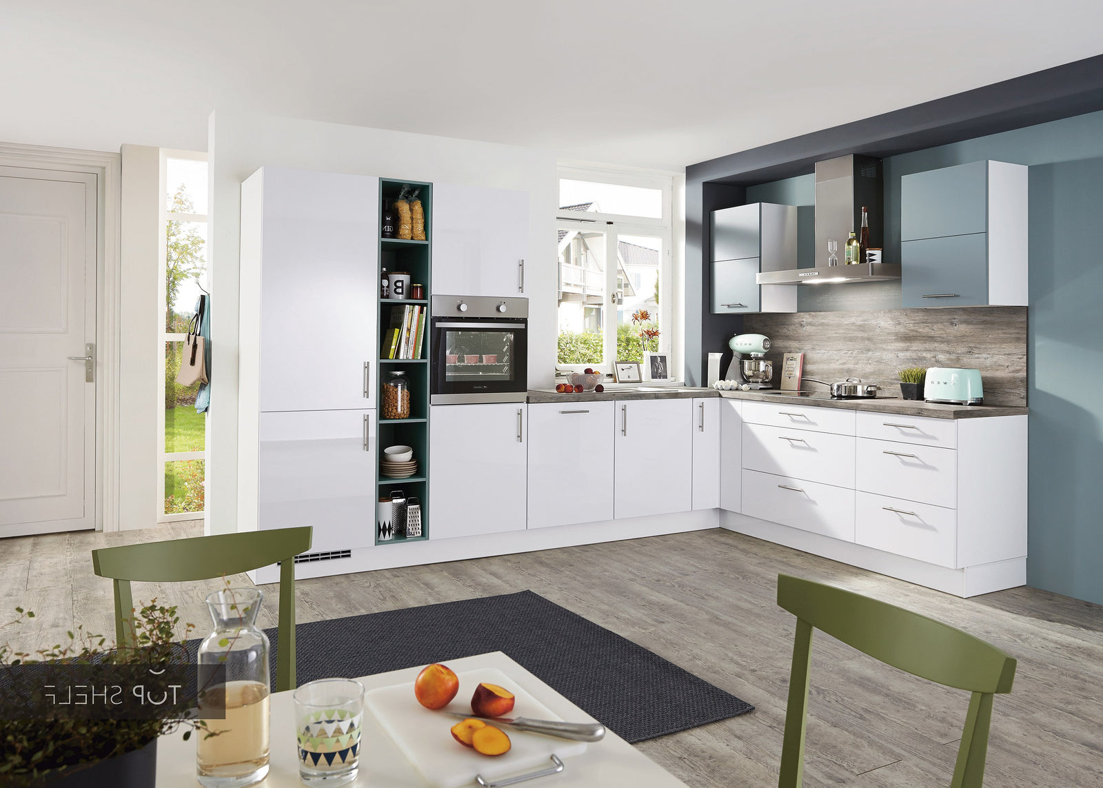 nobilia Winkelküche Eckküche Focus 470 Lack Alpinweiß ultra-hochglanz 260x350cm konfigurierbar mit E-Geräten