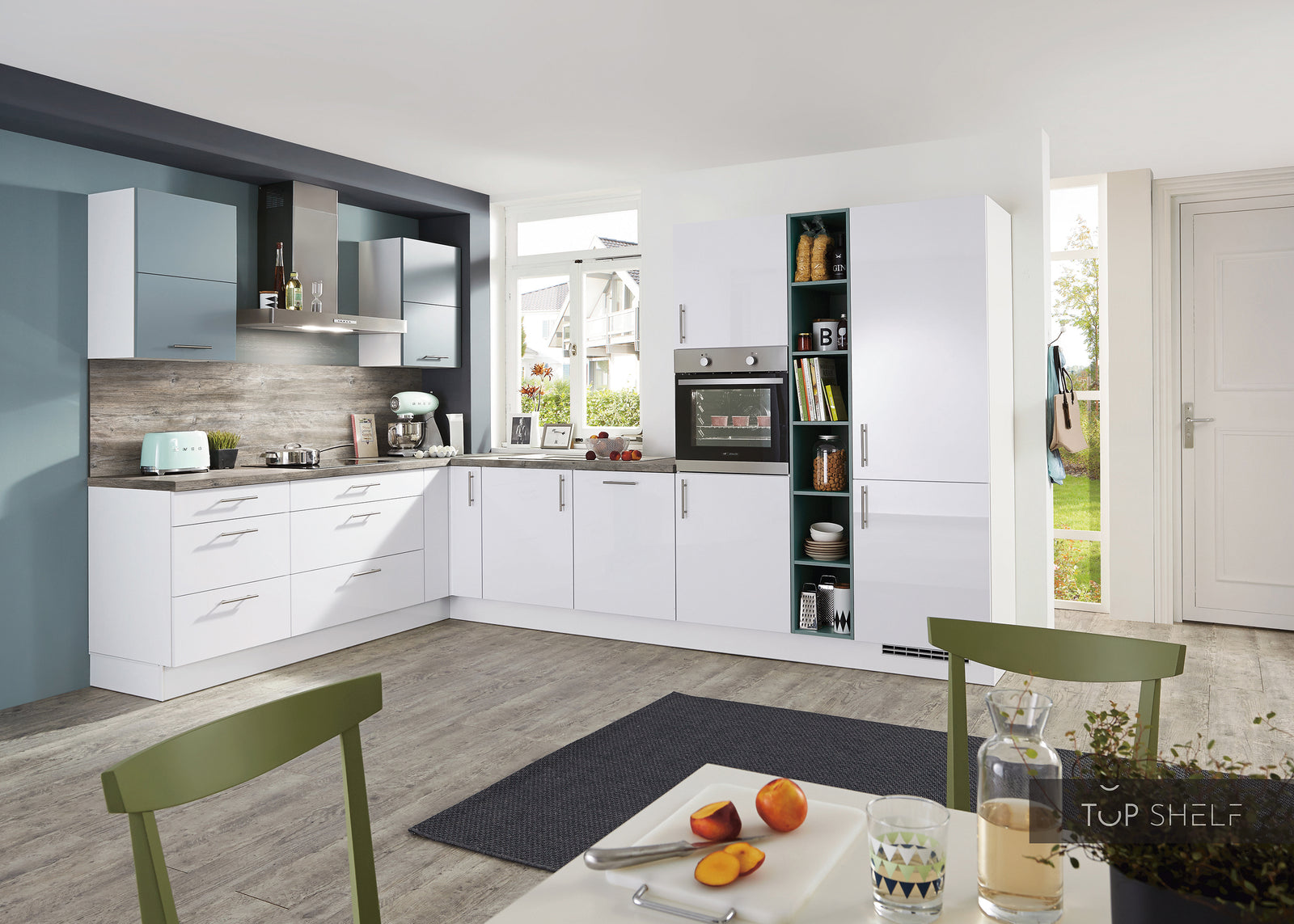 nobilia cuisine d'angle Focus 470 laque blanc alpin ultra-brillant 260x350cm configurable -