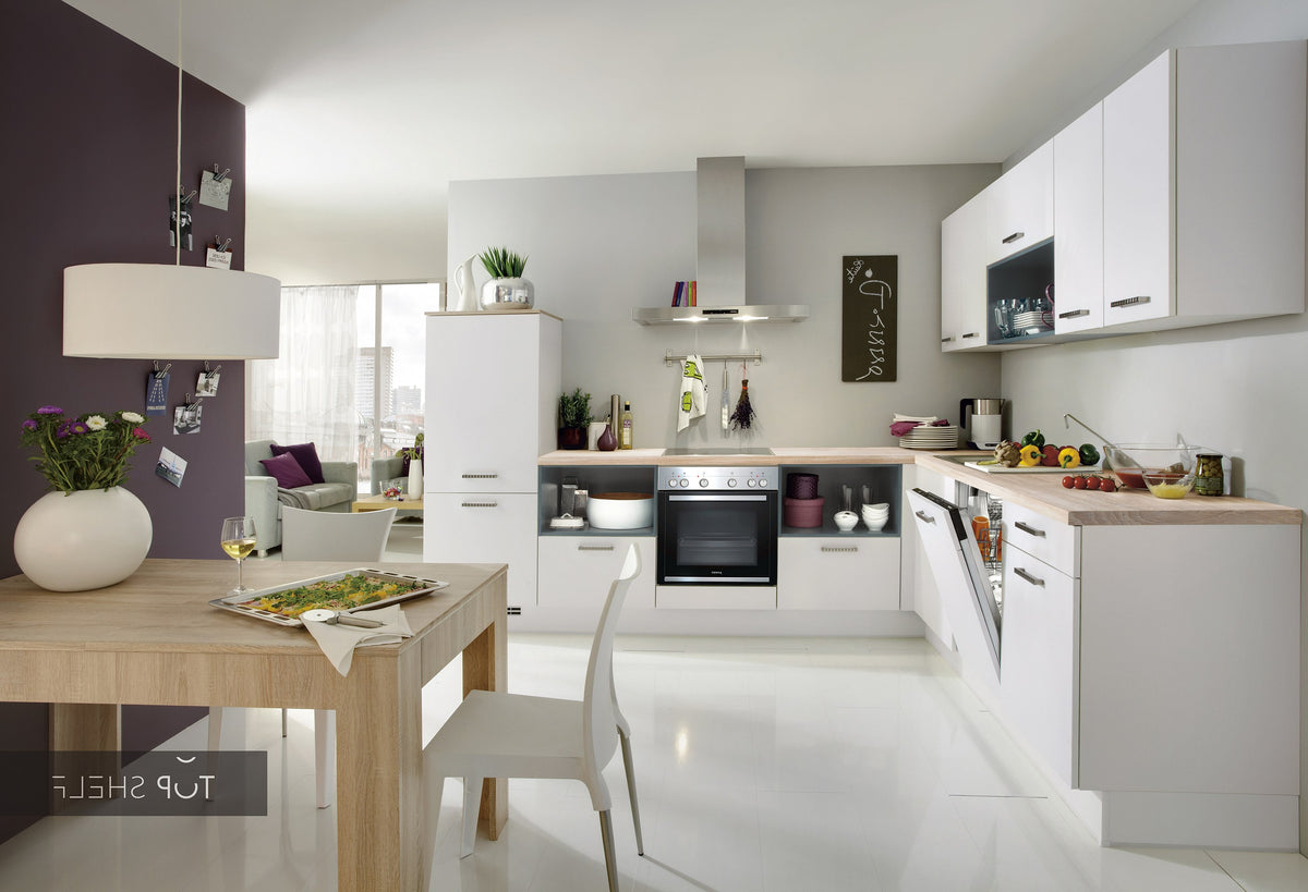 nobilia Winkelküche Eckküche Laser 427 Alpinweiß Color Concept 254 Aqua Küche konfigurierbar mit Elektrogeräten spiegelverkehrt