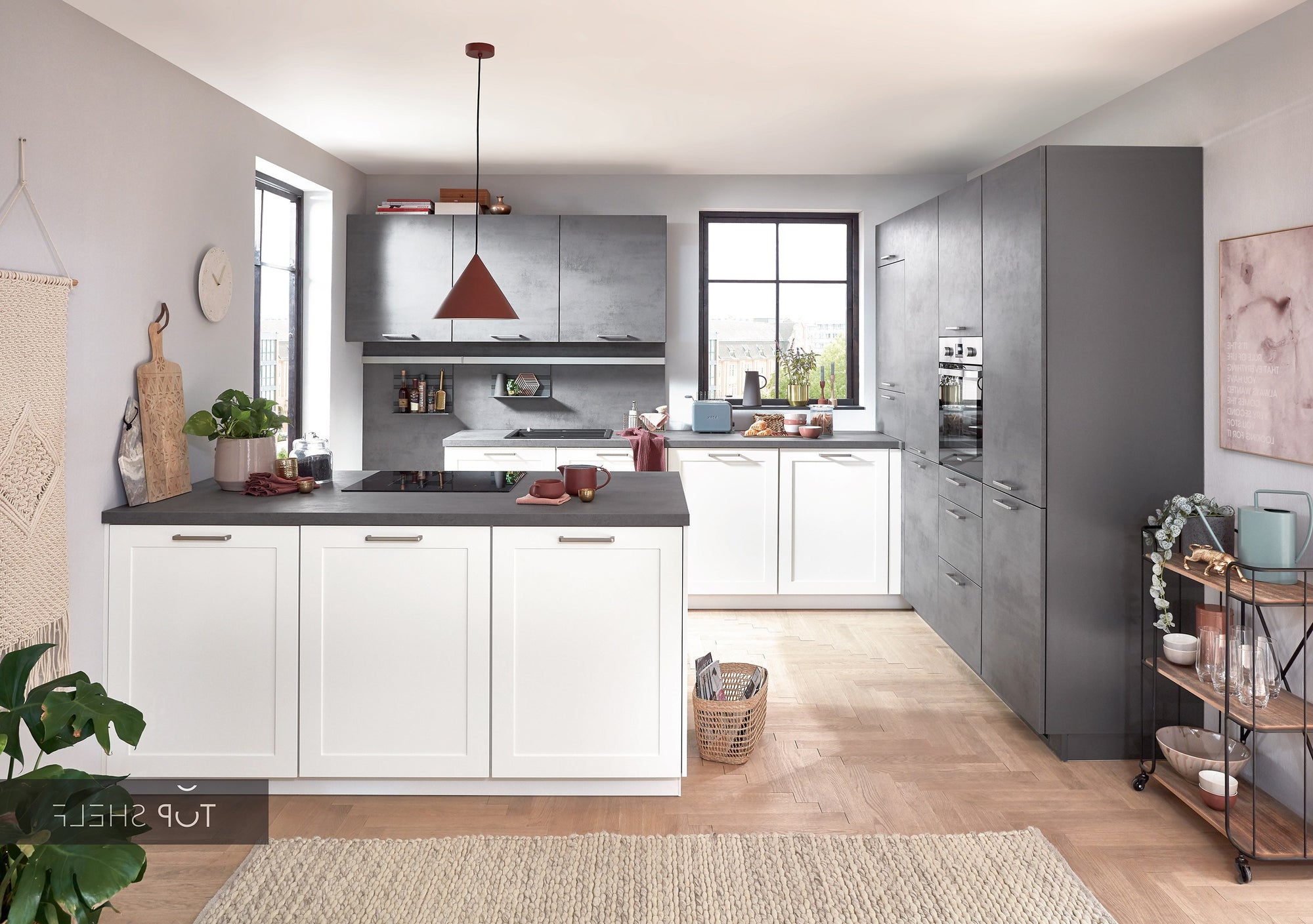 nobilia Winkelküche mit Kücheninsel Eckküche Nordic 782 Lack Weiss matt 365x245 cm konfigurierbar mit E-Geräten