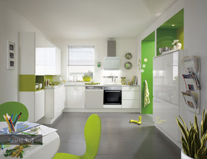 nobilia Eckküche Pura 834 Lack Weiß Hochglanz 310x220+120 cm konfigurierbar mit E-Geräten spiegelverkehrt