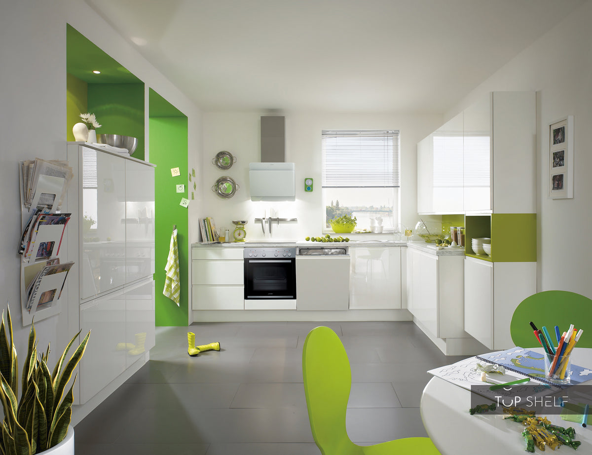 nobilia Eckküche Pura 834 Lack Weiß Hochglanz 310x220+120 cm konfigurierbar mit E-Geräten