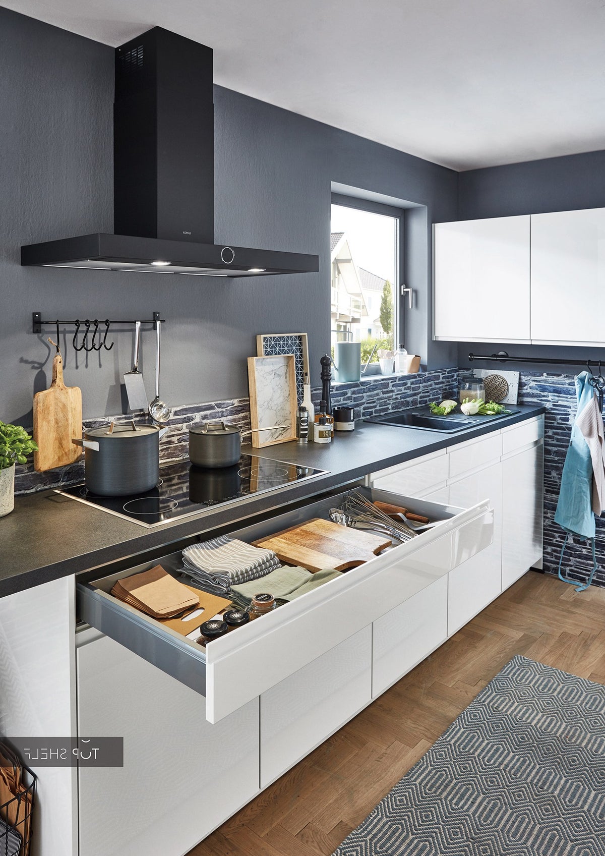 nobilia Winkelküche Eckküche Pura 834 Lack Weiß Hochglanz grifflose Küche 350x330 cm konfigurierbar mit Elektrogeräten spiegelverkehrt