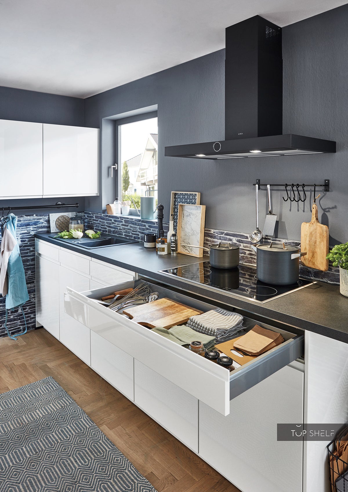 nobilia Winkelküche Eckküche Pura 834 Lack Weiß Hochglanz grifflose Küche 350x330 cm konfigurierbar mit E-Geräten