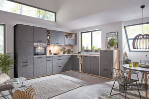 nobilia Winkelküche Eckküche Riva 839 Beton Terragrau  335 x 300 cm Küche konfigurierbar mit E-Geräten