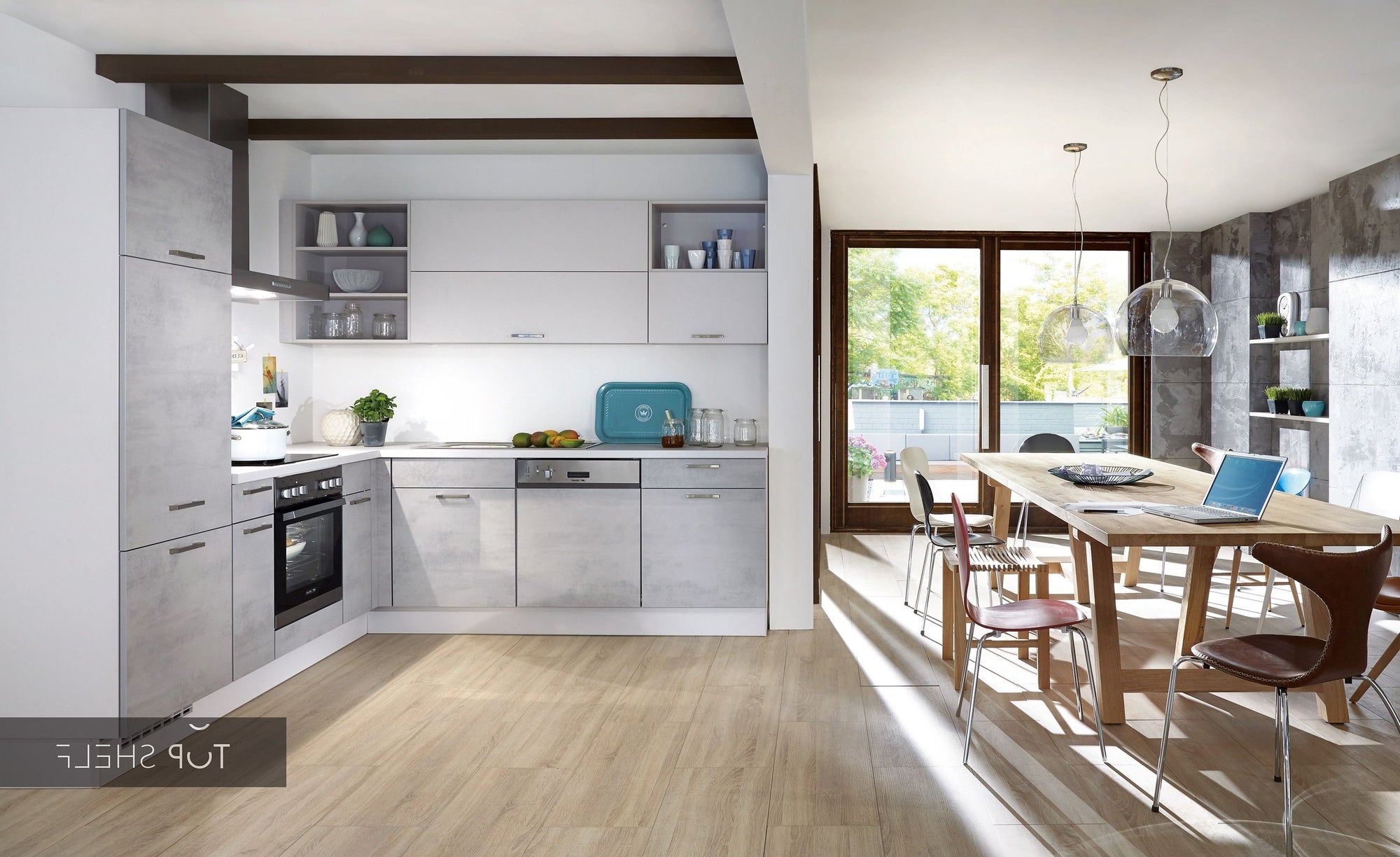 nobilia Winkelküche Eckküche Riva 892 Beton Grau 250 x 250 cm konfigurierbar mit E-Geräten