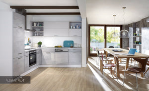 nobilia Winkelküche Eckküche Riva 892 Beton Grau 250 x 250 cm konfigurierbar mit E-Geräten spiegelverkehrt