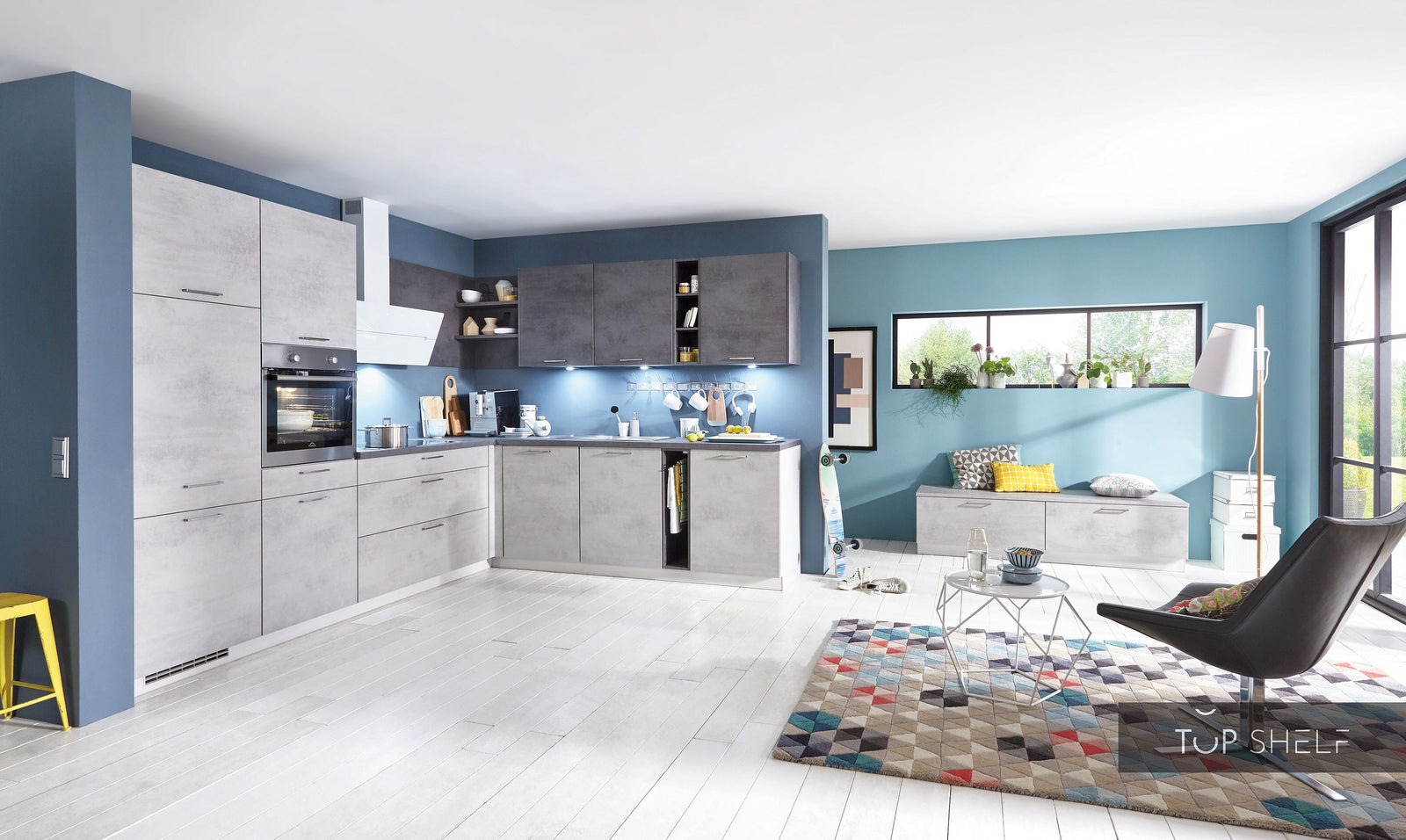 nobilia winkelkeuken hoekkeuken Riva 892 beton grijs 270 x 310 cm configureerbaar -