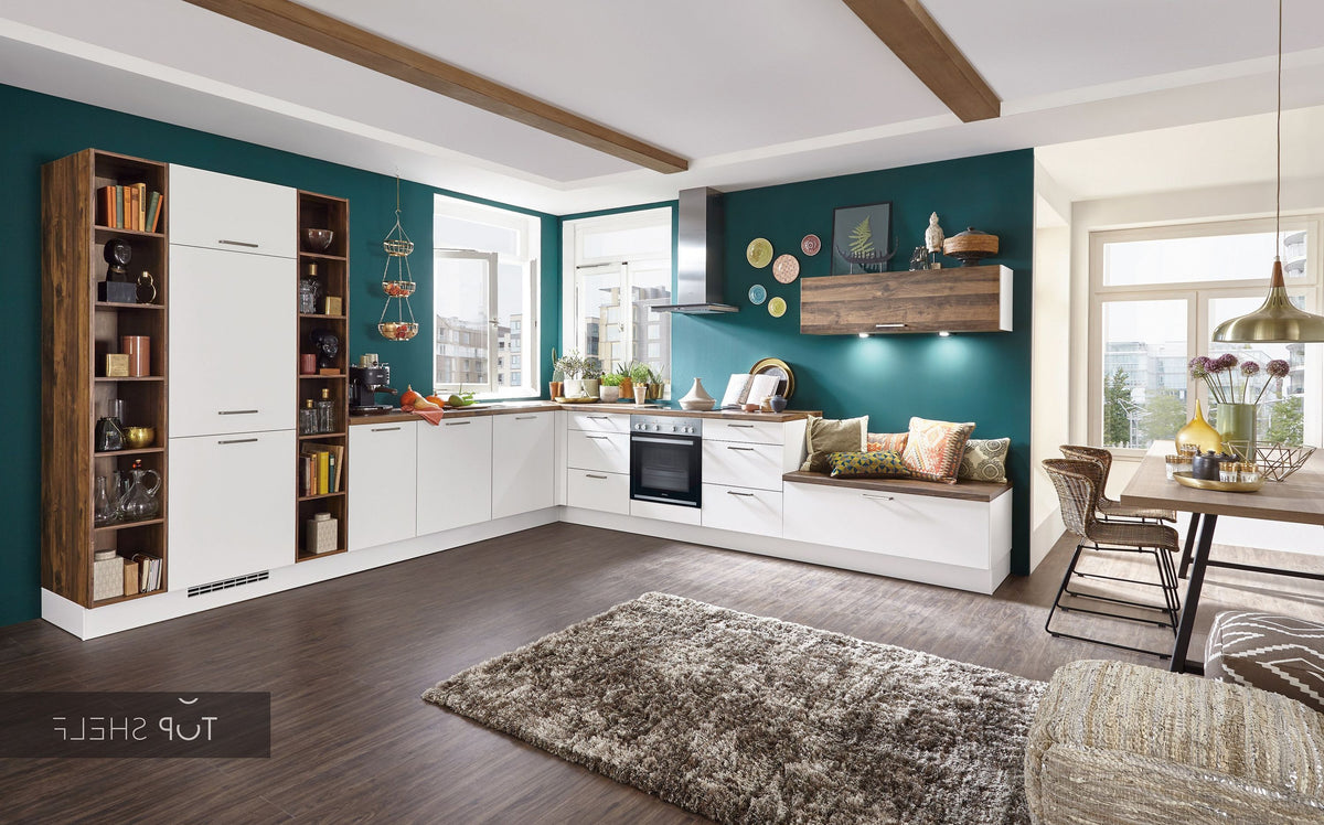 nobilia Winkelküche Eckküche Speed 244 Alpinweiß 335 x 365 cm Küche konfigurierbar mit Elektrogeräten spiegelverkehrt