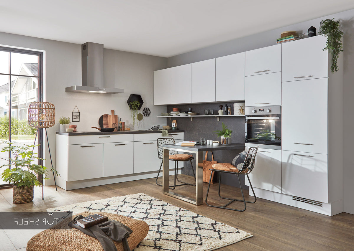 nobilia Winkelküche Eckküche Speed 244 Alpinweiß 360 x 240 cm Küche konfigurierbar mit Elektrogeräten spiegelverkehrt