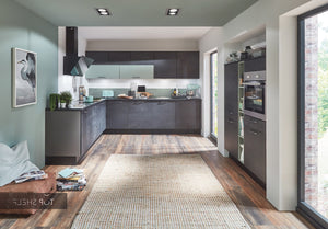 nobilia Winkelküche Eckküche Speed 288 Schwarzbeton Nachbildung 230 x 300 + 150 cm Küche konfigurierbar mit E-Geräten spiegelverkehrt     n