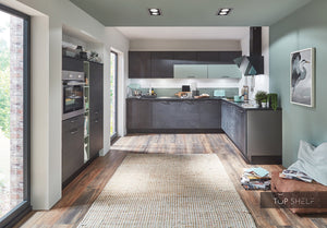 nobilia Winkelküche Eckküche Speed 288 Schwarzbeton Nachbildung 230 x 300 + 150 cm Küche konfigurierbar mit E-Geräten