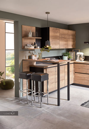 nobilia Winkelküche Eckküche Structura 402 Eiche Havanna Nachbildung 305 x 305 cm konfigurierbar mit E-Geräten Detail spiegelverkehrt