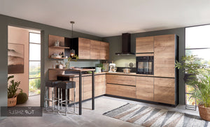 nobilia Winkelküche Eckküche Structura 402 Eiche Havanna Nachbildung 305 x 305 cm konfigurierbar mit Elektrogeräten spiegelverkehrt