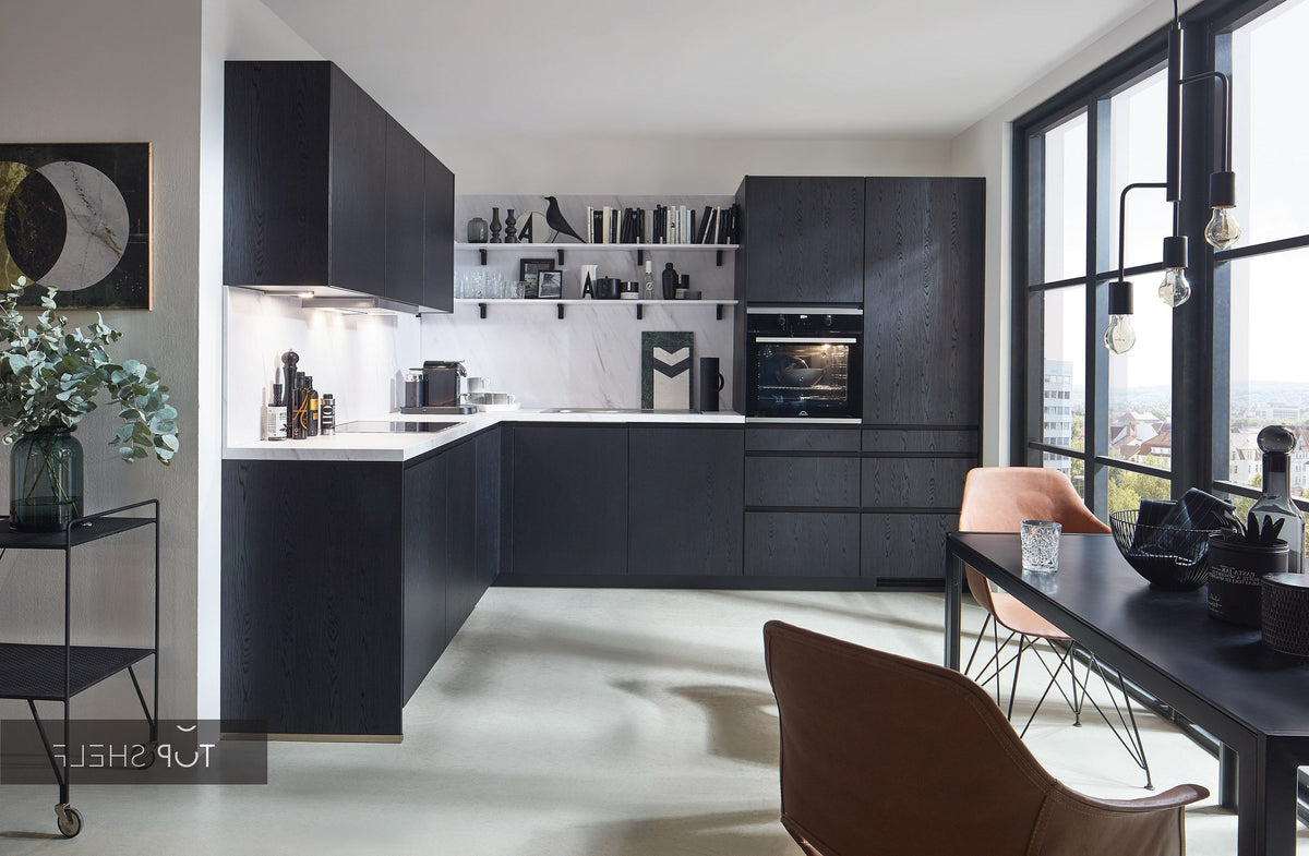 nobilia Winkelküche Eckküche Structura 403 Eiche Nero Nachbildung 250x310 cm konfigurierbar mit E-Geräten spiegelverkehrt