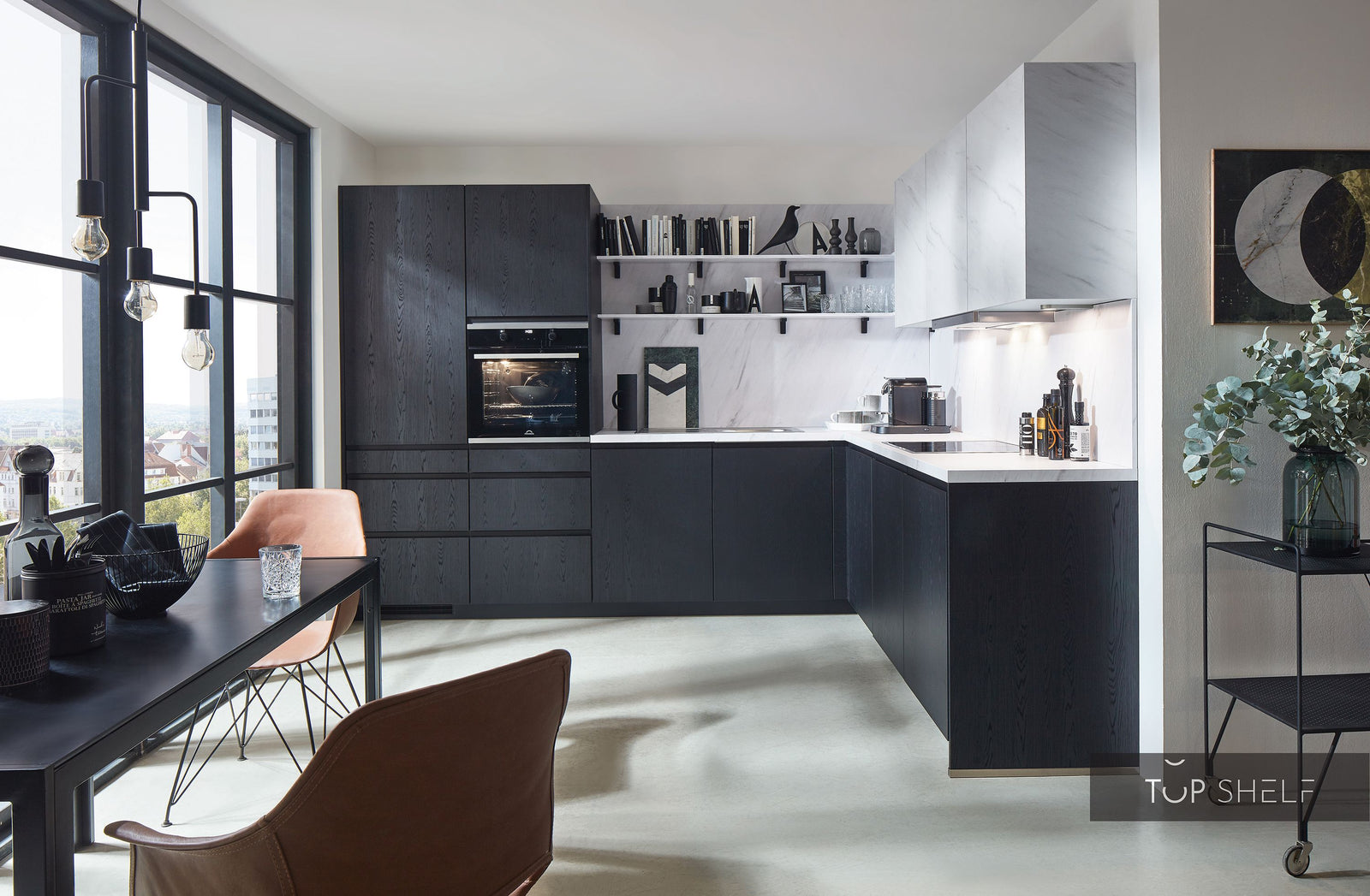 nobilia Winkelküche Eckküche Structura 403 Eiche Nero Nachbildung 250x310 cm konfigurierbar mit E-Geräten