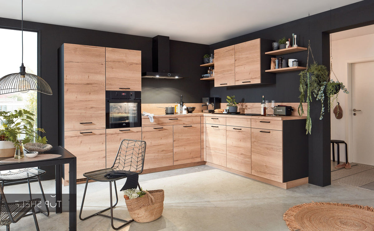 nobilia Winkelküche Eckküche Structura 405 Eiche Sierra Nachbildung 245x305 cm konfigurierbar mit  E-Geräten spiegelverkehrt