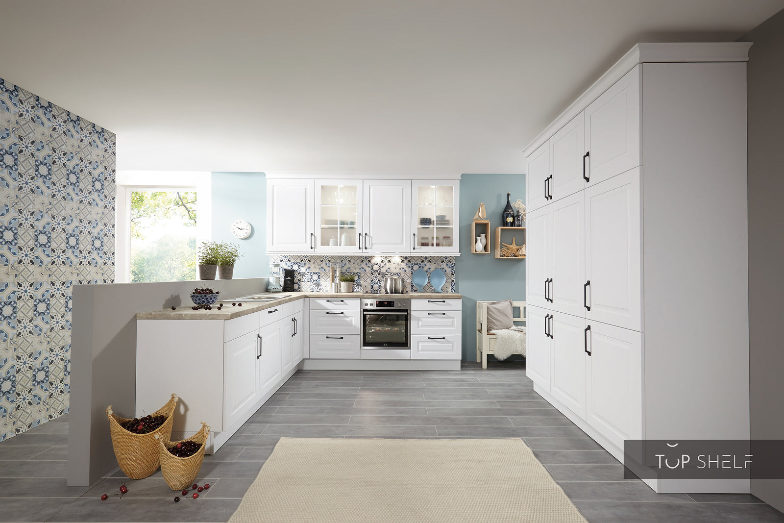 nobilia cocina en esquina Sylt 847 laca blanco alpino mate 310x250+180cm configurable -