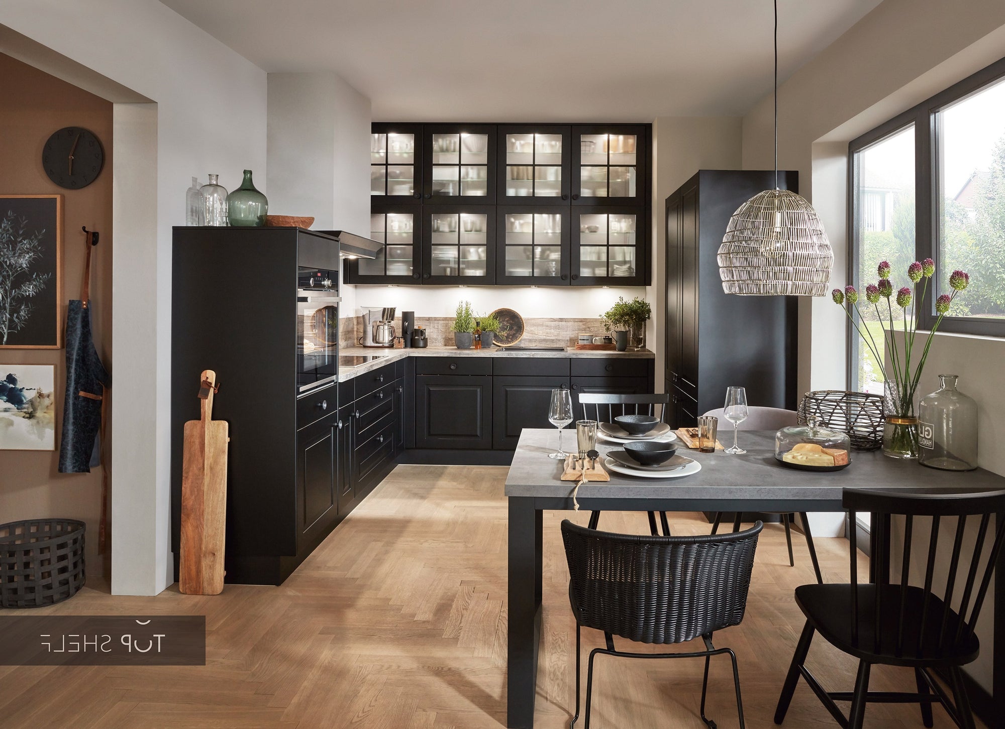 nobilia Winkelküche Eckküche Sylt 851 Lack Schwarz matt 290x250+120cm konfigurierbar mit E-Geräten