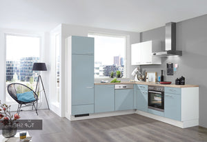 nobilia Winkelküche Eckküche Touch 337 Lacklaminat, Aqua supermatt 250x250 cm konfigurierbar mit E-Geräte spiegelverkehrt